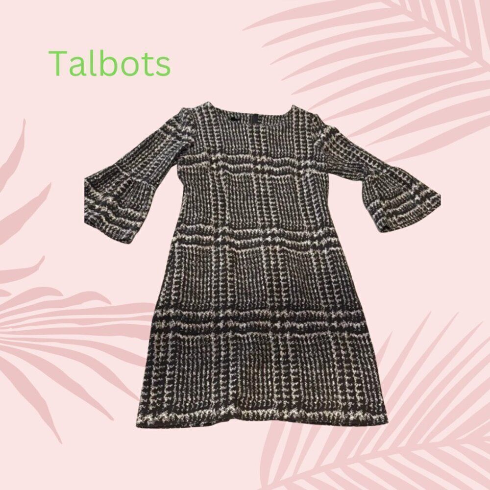 Talbots Black and White Sheath Dress with Bell Sleeves size 2 women’s casual - Picture 4 of 7